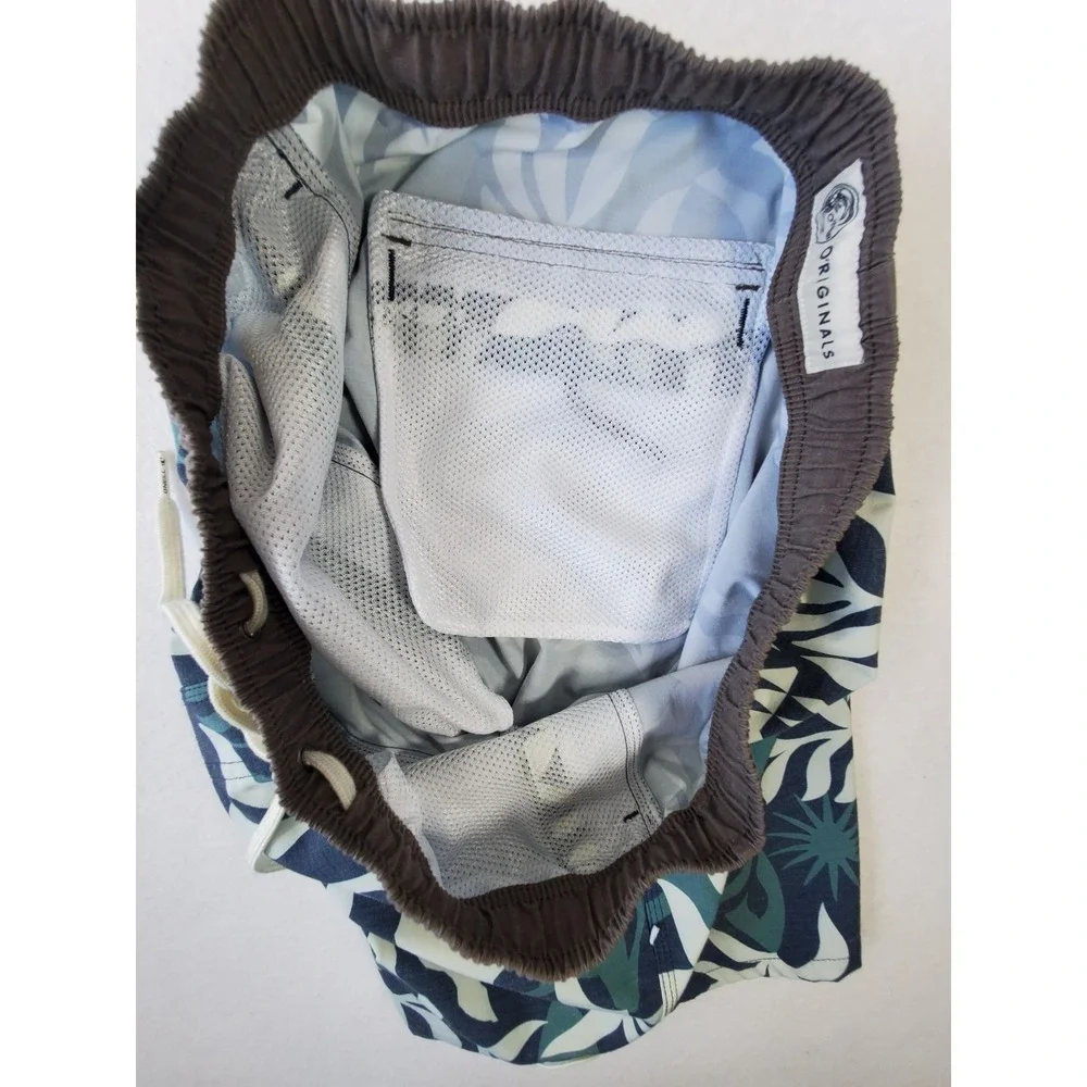 O'Neill Originals Tropical‎ Leaf Swim Trunks Men's Small Blue Teal Board Shorts